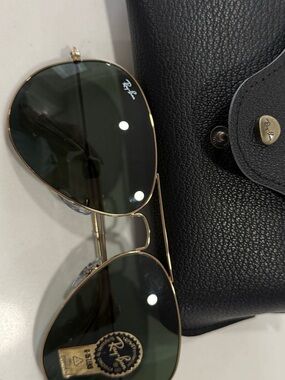 Ray-Ban Gold Frame Sunglasses with Dark Green Lenses